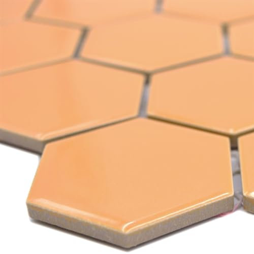 Mosaikfliese Keramik Fliese Mosaik Hexagon Orange Wand Boden Küche Dusche Wc Bad