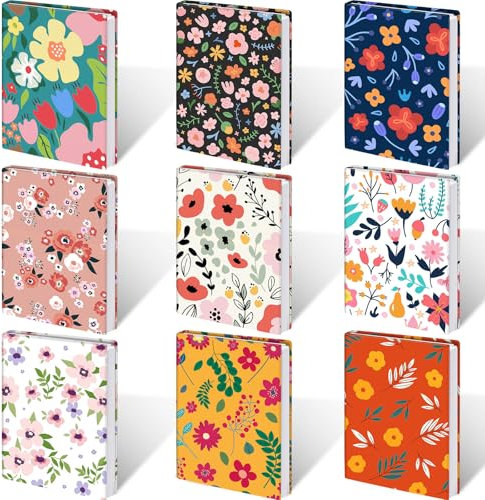 Teling 9 Stück dehnbare Buchumschläge Jumbo-Stoff Buchumschläge bunt langlebig waschbar wiederverwendbar Nylon Schutzhüllen für Schule Lehrbücher Hardcover Taschenbücher 22,9 x 27,9 cm (Floral)