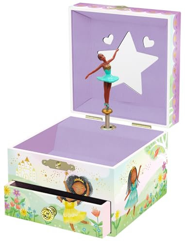 Portagioie Carillon Ballerina per Bambine - Scatola Musicale Ballerina Danzante per Bambini con Specchio, Regali Ballerina Nera per Bambine, Regalo di Compleanno per Bambini, Età 3-10 anni