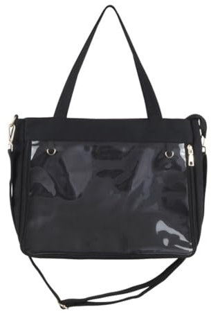 PLCPDM Japanische Umhängetasche für Damen, Segeltuch, Schmerztasche, Teenager, Umhängetasche, Studenten-Handtasche, schöne transparente Tasche, Schwarz , Bare bag