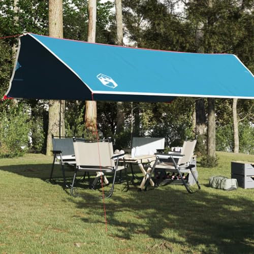 Tino Tech Tarp Outdoor Tent Wasserdicht Tarp Camping Zelt Plane Ultraleicht Camping Zeltplane Zeltunterlage für Ourdoor Camping Zeltplane Tarp für Hängematte 500x294 cm Oxford-Gewebe Blau
