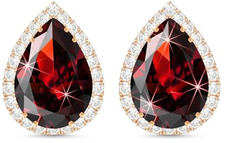 Linawe Orecchini in oro rosa rosso, orecchini a bottone da donna, set di gioielli, orecchini ipoallergenici alla moda senza nichel, orecchini con diamanti