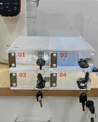Armadietto per Telefoni Cellulari Armadietto Portacellulare in Acrilico a 4 Scomparti, Scatola Portacellulare per Studenti Dipendenti Indipendente e Montata a Parete, Chiavi e Serrature Indipendenti
