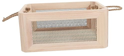WHAMVOX Wooden Storage Box Hollow Wire Mesh Design for Organizing Toys Magazines and Sundries Versatile Cube Organizer for Home