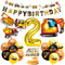 MUEZDUR Bagger Deko Kindergeburtstag 2, Geburtstagsdeko 2 Jahre Jungen, Baustellen Geburtstagdeko Junge 2 Jahre Folienba-llon Traktor Bagger Happy Birthday Banner für Junge Party Dekoration