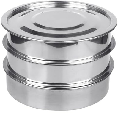 Criador de brotes de Acero Inoxidable, Bandeja de brotes de Acero Inoxidable, Bandeja de Cultivo apilable de 3 Niveles, cultivador de brotes Redondos, Invernadero de con 2 bandejas de Red
