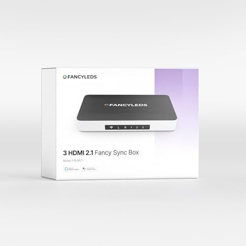 RGBW 3 HDMI 2.1 Fancy Sync Box Streaming Media Synchronisationsgerät mit 3 HDMI-Ports, 4K 120Hz, HDR und Filmunterstützung (für 24-55-Zoll-Fernseher)