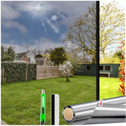 HONLONE Window Film Privacy One Way Clear 115X200cm Privacy Film For Glass Windows Opaque Mirror Window Film Privacy Day And Night Window Tint Film Home Heat Reflective Solar