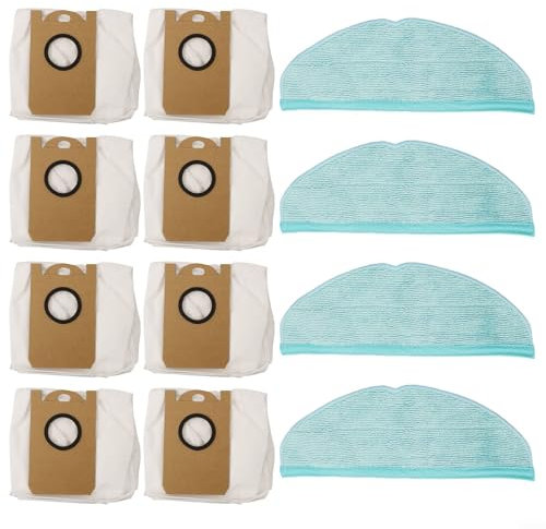 Besttoolifes Para Conga 8090 para Ultra 9090 AI Robot Aspiradora Reemplazo Mopa Paño Bolsa de polvo de trapo, 5 trapos de trapo, 8 bolsas de polvo