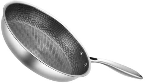 Ciieeo Padella Per Piano Cottura A Induzione Padella in Acciaio Inox Struttura A Nido Dape 28 Cm Antiaderente Per Uova Frittelle