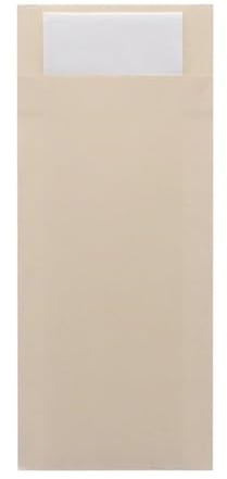 Europochette Classic Sized Cream Cutlery Pouch White 2ply Napkin (Pack 500) | Classic-sized pre-folded sleeves save table setting time and keep tableware hygienic for busy restaurants.