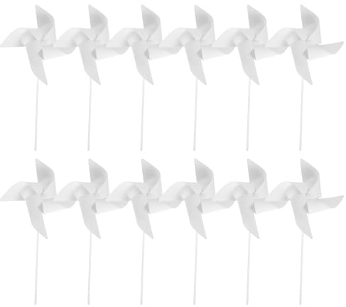 BESPORTBLE DIY Blank Windmills for Kids Graffiti, 12Pcs Paper Windmill Making Kit for Outdoor Activities, Kindergarten Art Projects, and Home Decoration
