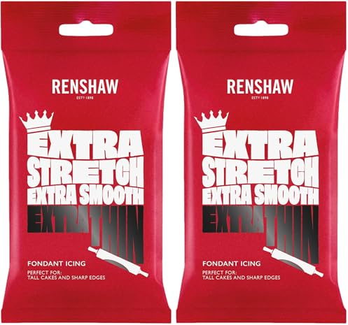 Renshaw Extra Stretch, Smooth & Thin Fondant Icing - Black, 1 kg (Pack of 2)