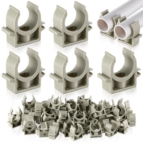 Enhon 100 pezzi fascette di fissaggio M20 in PVC, grigie, per tubi da 20 mm, adatte per tubi isolanti, tubi rigidi, canaline elettriche, collegabili e fissaggio a vite