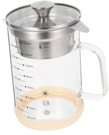 SOLUSTRE Tetera Filtro De Vidrio Recipiente Para Leche De Colador Adecuado Para Uso Casa y Restaurantes