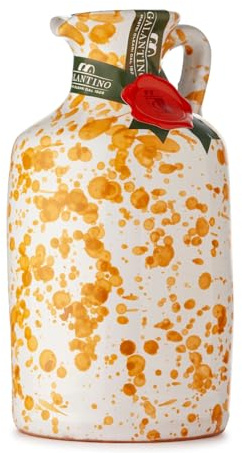 Huile d’Olive Extra Vierge 250 ml | Céramique Jaune Décorée à la Main | Pressée à Froid • 100% Italienne de Puglia • Authentique & Élégante • 13 di Ilaria
