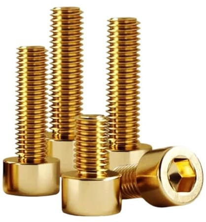 AYYSSM 2~50pcs DIN912 Pure Brass Hex Socket Cap Head Screws M2 M2.5 M3 M4 M5 M6 M8 M10 Allen Key Head Screw Bolt(12mm,M5 (10pcs))