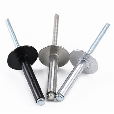 YANGC Rivetti ciechi a testa larga con flangia nera/bianca M3.2 M4 M4.8 M5 in alluminio, decorazione a strappo, rivetti a testa larga in acciaio inossidabile(Aluminum - Black,M4x8mm-20pcs)