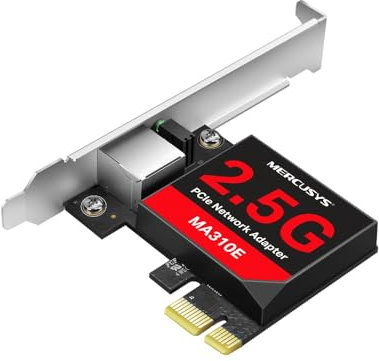 MERCUSYS MA310E Scheda WiFi PCIe da 2,5 Gbps, scheda di rete con connessione NAS, LAN di controllo remoto, Ethernet ad alta efficienza energetica, staffa a basso profilo, installazione flessibile
