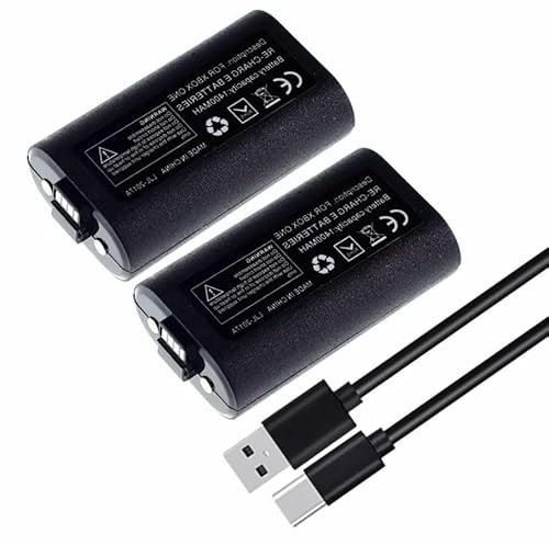 2 pilas recargables de 1400 mAh + cable USB para mandos Xbox One y Xbox Series - Kit Play & Charge - Compatible modelo 1556 - Straße Game®