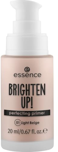 essence BRIGHTEN UP! perfecting primer, Nr. 01, Nude, feuchtigkeitsspendend, abdeckend, grundierend, natürlich, vegan, ohne Parabene, ohne Mikroplastikpartikel, Nanopartikel frei, 1er Pack (20ml)