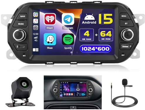 5G WiFi 4+64G Android Autoradio für FIAT Tipo FIAT Egea 2015-2017 Wireless Carplay Android Auto,7 Zoll IPS Bildschirm Autoradio mit Navi Bluetooth5.0 FM/RDS SWC Rückfahrkam