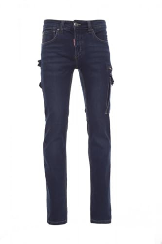 Payper West Pantaloni da Lavoro da Uomo Jeans Denim Misto Cotone Multi Tasche Laterali Porta Metro Stone Wash