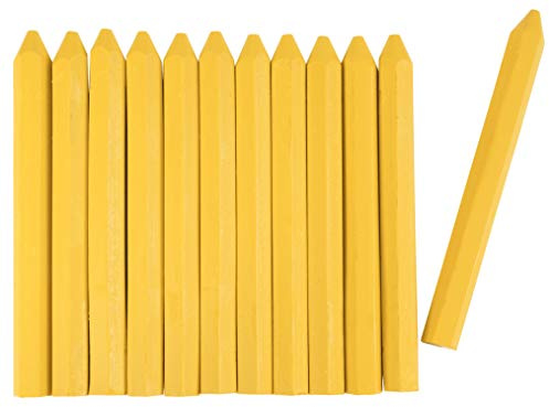 Connex Signierkreide gelb – Ø 11 x 120 mm – Praktisches Set mit 12 Stück | Für Holz, Beton, Eisen, Textilien und Co – Wetterfest und lichtecht – Sechskantform – Markierkreide – Forstkreide
