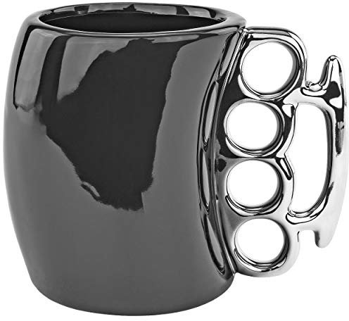 Fairly Odd Novelties Knuckle Duster Ceramic Coffee Mug, Black