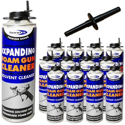 12 x 500ml Expanding Foam Gun Cleaner Professional Can Solvent Cleaning/Remover