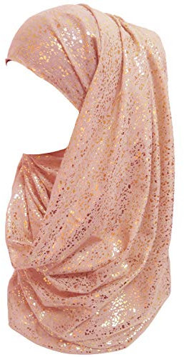 Lina & Lily Damen Hijab Muslimische Kopftuch Schal Turban mit Gold Glitzert Funkeln (Mauve)