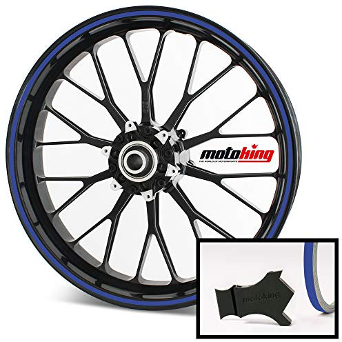 Motoking Felgenrandaufkleber mit Montagetool für Ihr Motorrad / 6 mm/für 10 bis 25 / Farbe wählbar - Blau YAMA matt