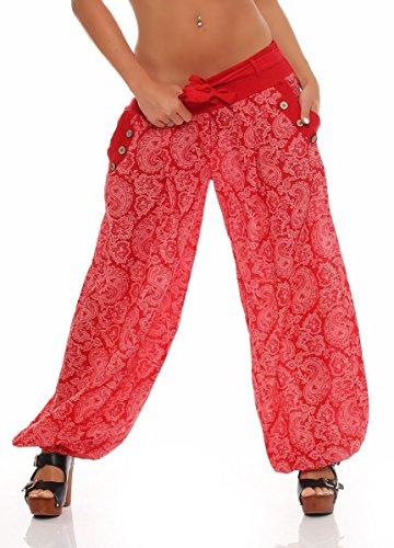 Malito Damen Pumphose mit Orient Print | leichte Stoffhose | Freizeithose für den Strand | Haremshose - luftig 3488