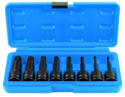 Laser 6749 Long Impact Tamperproof Spline Socket Bit Set 1/2D 8pc