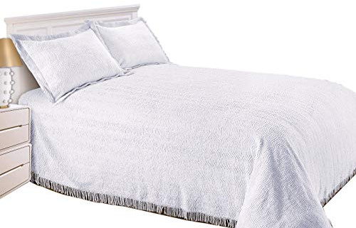 Snugglemore Luxury Candlewick Bedspread Traditional Bed Throw Size Single Double & King (King, White)