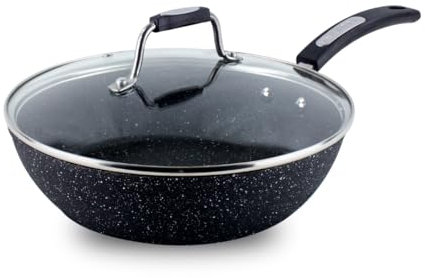 Scoville NEVERSTICK 26cm Sauté Pan with Lid, Non-Stick Deep Frying Pan, Suitable for All Hobs Including Induction, Rapid Heat Conduction, PFOA Free, Dishwasher Safe, Aluminium, Black