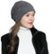DonDon Mütze Damen Wintermütze Slouch Beanie gefüttert mit schwarzem Strass dunkelgrau
