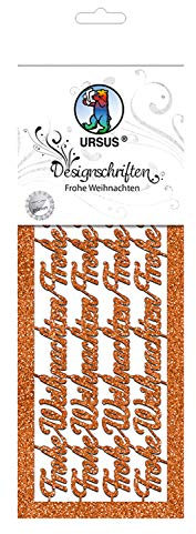 Ursus 57530002 - Designschriften, Frohe Weihnachten, kupfer, ca. 27 x 10 cm, 330 g/qm, 2 Bogen, aus Glitterkarton, gelasert