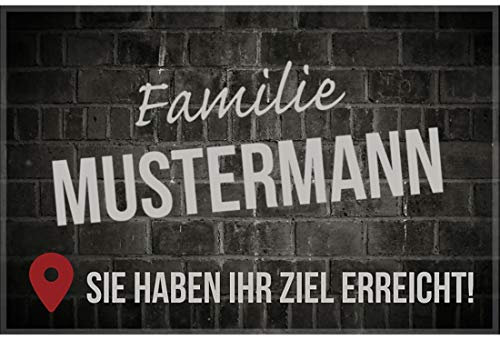 Manutextur Fußmatte mit Namen - Motiv Ziel erreicht - viele Motive - Schmutzfangmatte personalisiert - Größe 50x80 cm - persönliches & individuelles Geschenk