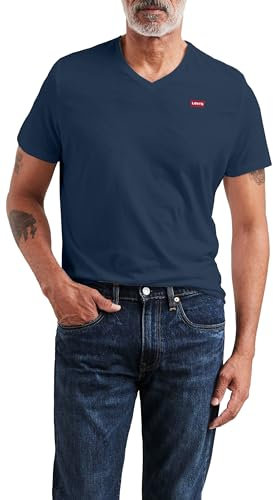 Levi's Men's Original Housemark V-Neck T-Shirt, Dress Blues, M