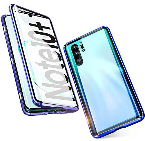 Gypsophilaa Handyhülle für Samsung Galaxy Note 10+ Plus Hülle Magnetisch Adsorption, Schutzhülle 360 Grad Komplett Schutz Hülle 2 in 1 Metall Bumper mit Doppelte Seiten Gehärtetes Glas Schutz Cover