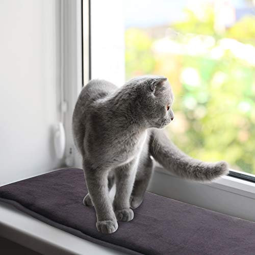pet prime Letto per finestra per gatti, amaca, davanzale, antiscivolo, per davanzale, 90 x 28 cm (grigio)