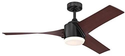 72270, Moderner 132 cm LED-Deckenventilator Evan von Westinghouse Lighting mit Beleuchtung und Fernbedienung, Ausführung in Mattschwarz mit Opalmilchglas, Matt Schwarz