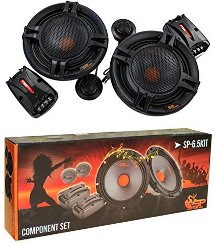 SP Audio 1 kit a 2 vie SP-6.5KIT SP6.5KIT da 6,5 16,50 cm 165 mm di diametro 180 watt rms 360 watt max 2 woofer 2 tweeter 2 crossover auto 4 ohm, a coppia