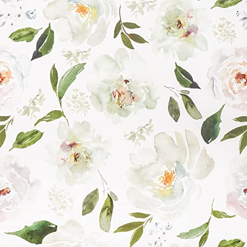 VEELIKE Papier Peint floral blanc Aquarelle Vintage Papier Adhésif Décoratif Épais Papier Adhésif pour Meuble Jasmin Rouleau Papier Vinyl Autocollant Mural Salon Armoire Chambre Cuisine 45cm×300cm