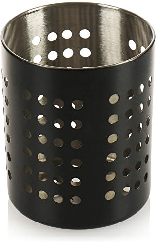 com-four® scolaposate - portautensili da cucina in acciaio inox - cestello posate, porta cucchiaio in legno in metallo - porta tovaglioli moderno - portaposate in metallo (antracite)