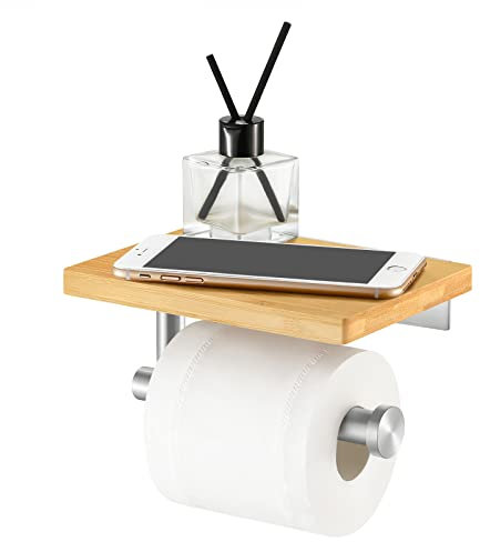 KES Toilettenpapierhalter mit Ablage Klopapierhalter Edelstahl SUS304 Klorollenhalter Papierhalter WC Rollenhalter Toiletten Papierrollenhalter Gebürstet, BPH220BA-2