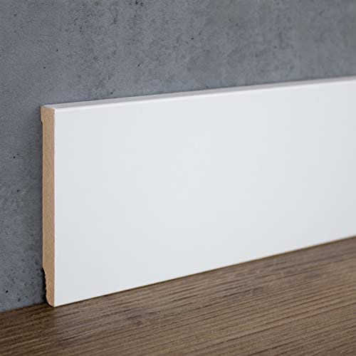 Südbrock, battiscopa, 721.1080, profilo angolare, 10 x 80 x 2500 mm, fogli in MDF, bianco, verniciabile, battiscopa classico, 1 pezzo