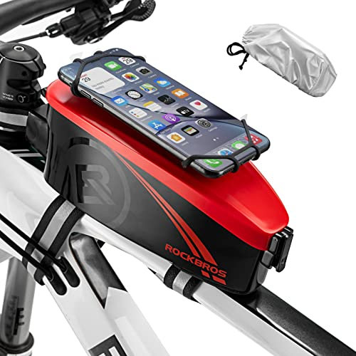 ROCKBROS Fahrradrahmentasche, Mountainbike-Tasche, große Kapazität, mit Handyhalterung, 4-6,7 Zoll