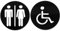 Plaque de porte WC Mixte - Handicape Panneau de Toilette Plaque de Salle de Bain Méthacrylate 3 mm Lot de 2
